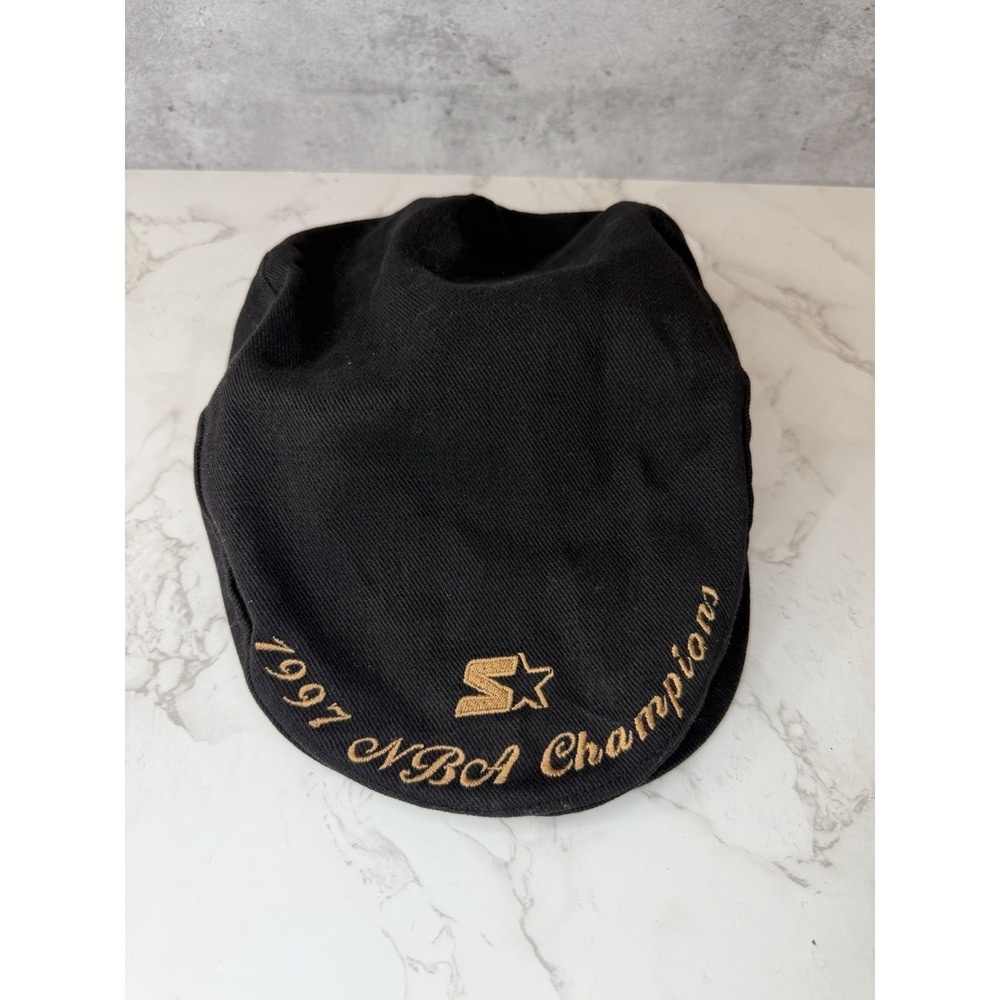 Vintage Starter Chicago Bulls Cabbie Hat 1997 NBA Champs Black USA